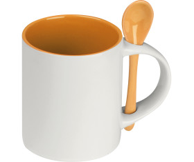 Tasse aus Keramik mit Löffel, 300ml