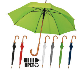 Parapluie automatique avec poignée en bois et tiges en métal de verre